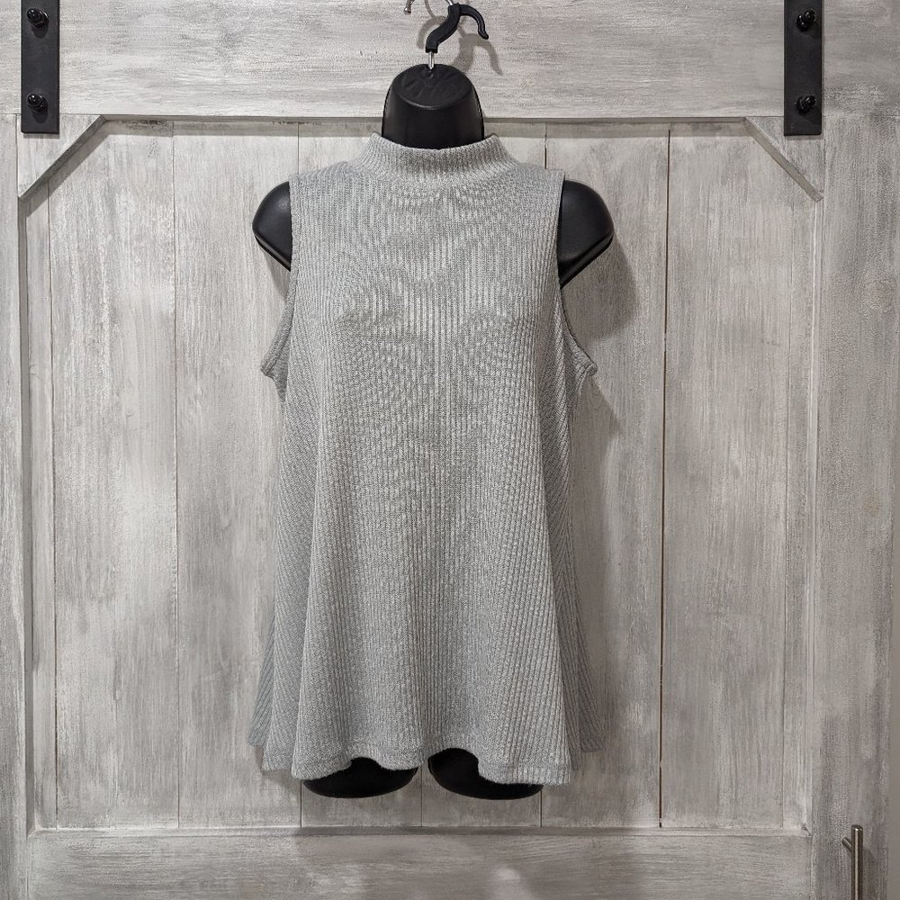 NEW YORK AND COMPANY Grey Sweater Mock Turtle Neck Tunic Size Med